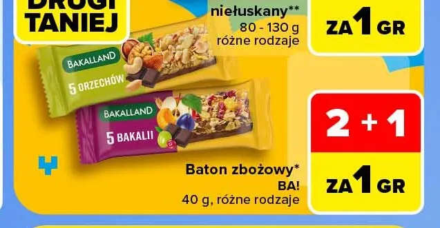 Baton zbożowy BA! 5 bakalii Bakalland promocja w Carrefour Market