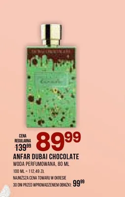 Woda perfumowana Anfar Dubai Chocolate promocja w Drogerie Natura