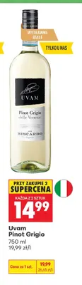 Wino białe Uvam Pinot Grigio promocja w Biedronka