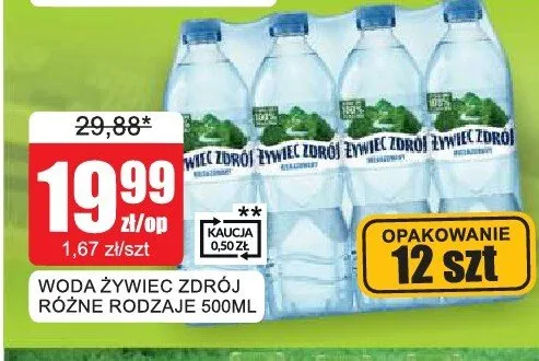 Woda niegazowana Żywiec Zdrój 12-pak 500 ml promocja w Bingo