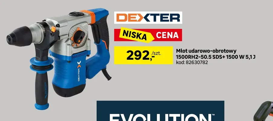 Młot udarowo-obrotowy Dexter 1500RH2-50,5 SDS+ 1500W 5,1J promocja w Leroy Merlin