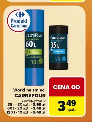 Worki na śmieci zawiązywane Carrefour 60 l promocja w Carrefour Market