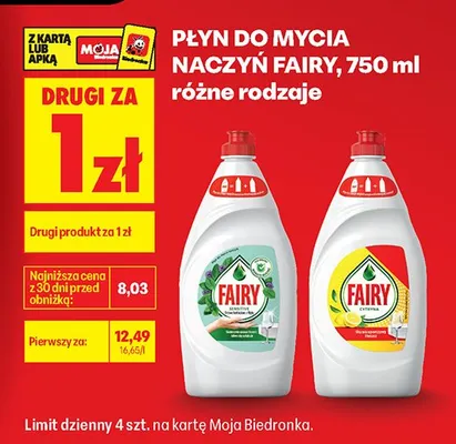 Płyn do mycia naczyń Fairy promocja w Biedronka