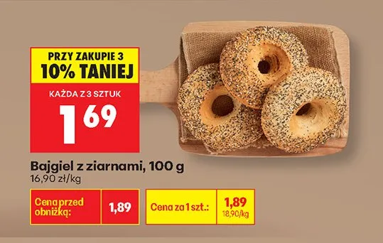 Bajgiel z ziarnami promocja w Biedronka