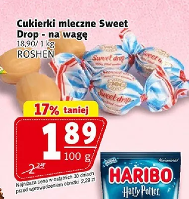 Cukierki mleczne Sweet Drop Roshen na wagę promocja w Prim Market