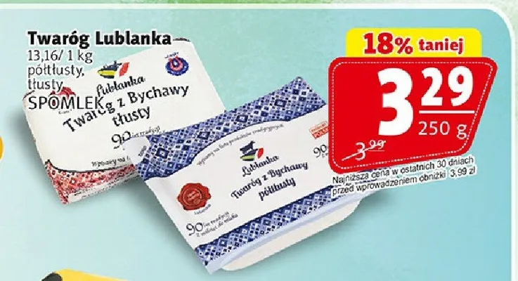 Twaróg z Bychawy tłusty Lublanka Spomlek promocja w Prim Market