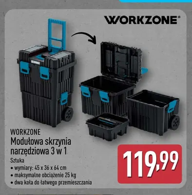 Modułowa skrzynia narzędziowa 3 w 1 Workzone promocja w Aldi