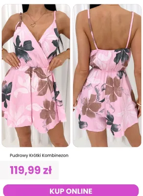 Kombinezon krótki ModnaKiecka.pl pudrowy promocja w Modna Kiecka