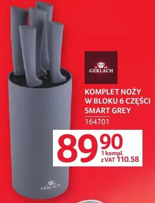 Komplet noży w bloku 6 części Smart Grey promocja w Selgros