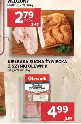 Kiełbasa sucha żywiecka z szynki Olewnik promocja w Stokrotka