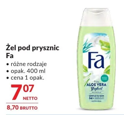 Żel pod prysznic Fa różne rodzaje promocja w Makro
