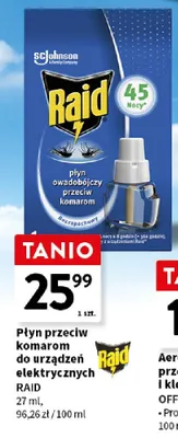 Płyn przeciw komarom do urządzeń elektrycznych raid promocja w Intermarche