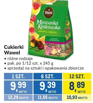 Cukierki Wawel różne rodzaje promocja w Makro