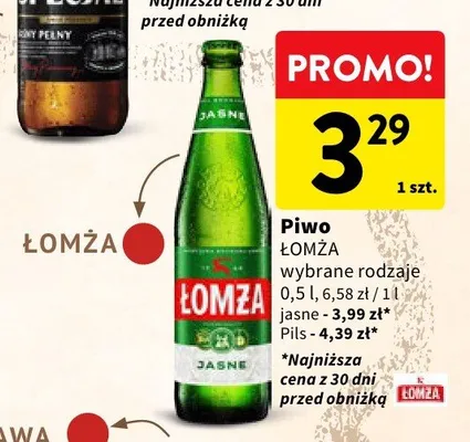 Piwo Łomża jasne promocja w Intermarche