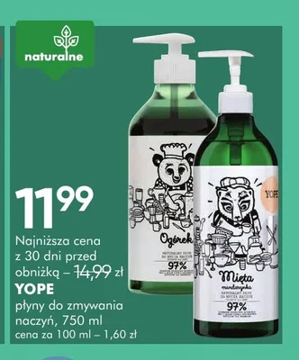 Płyn do zmywania naczyń Yope Ogórek promocja w Super-Pharm