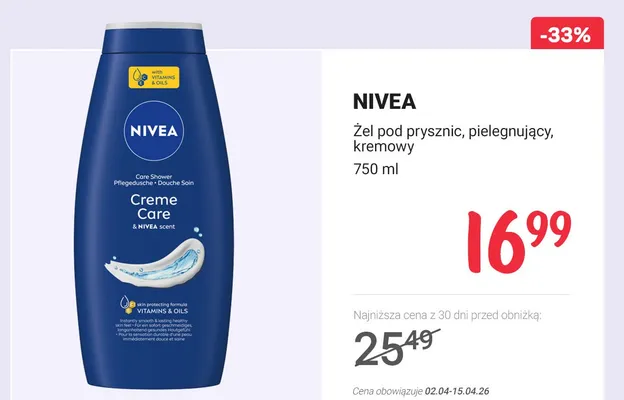 Żel pod prysznic, pielęgnujący, kremowy promocja w Rossmann