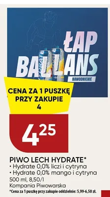 Piwo bezalkoholowe Lech Hydrate mango i cytryna promocja w Chata Polska