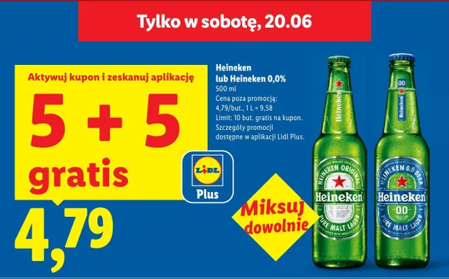 Piwo bezalkoholowe Heineken 0,0% promocja w Lidl
