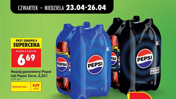 Napój gazowany Pepsi 2,25l promocja w Biedronka