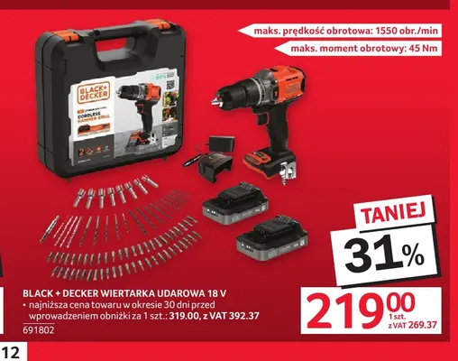 Wiertarka udarowa Black + Decker promocja w Selgros