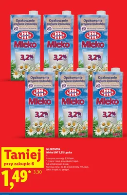 Mleko UHT Łączka Mlekovita 3,2% promocja w Lidl
