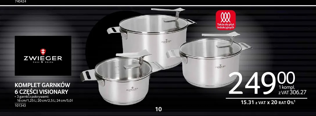 Komplet garnków 6 części Visionary Zwieger promocja w Selgros