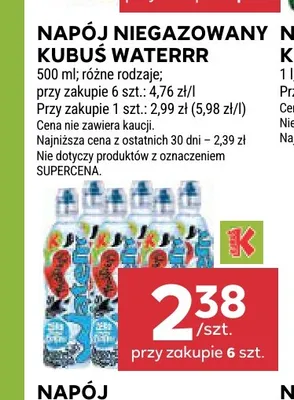 Napój niegazowany Kubuś Waterrr promocja w Stokrotka