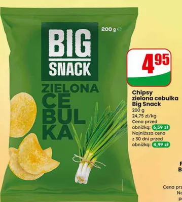 Chipsy zielona cebulka promocja w Dino