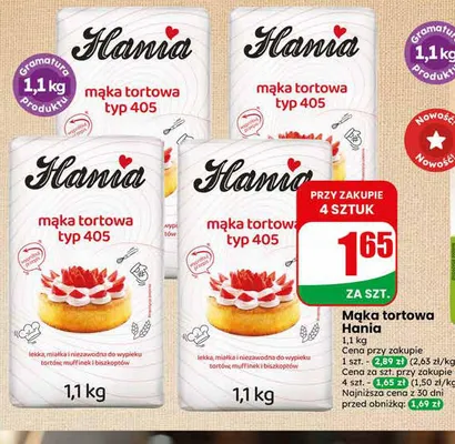 Mąka tortowa Hania typ 405 promocja w Dino