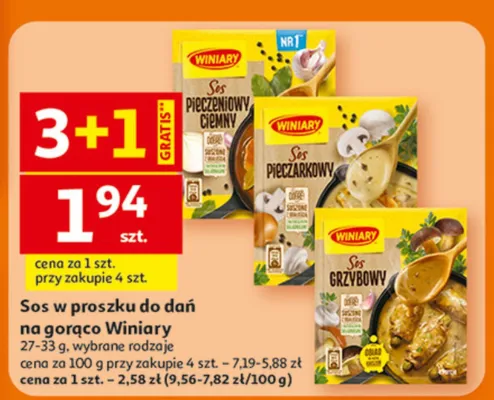 Sos w proszku do dań na gorąco, wybrane rodzaje Winiary promocja w Auchan