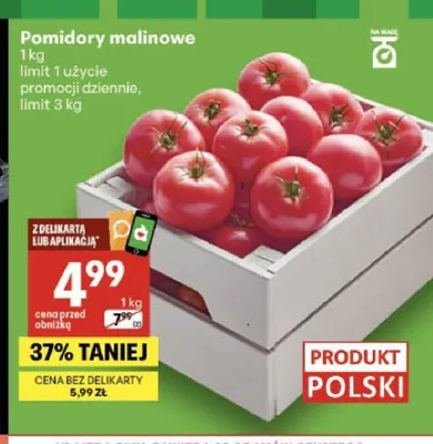 Pomidory malinowe promocja w Delikatesy Centrum