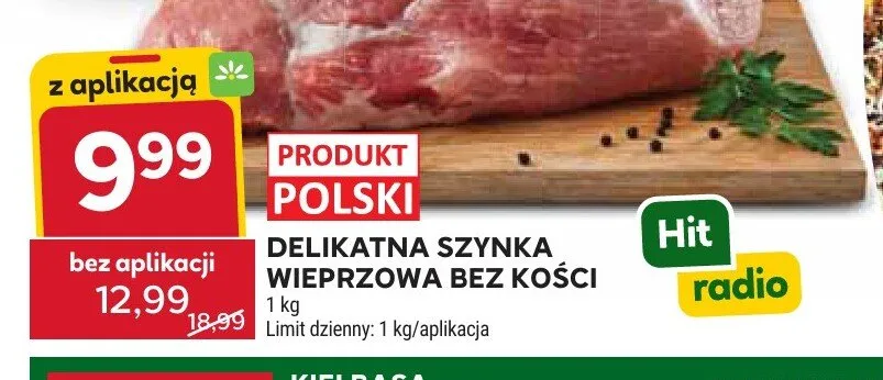 Delikatna szynka wieprzowa bez kości promocja w Stokrotka