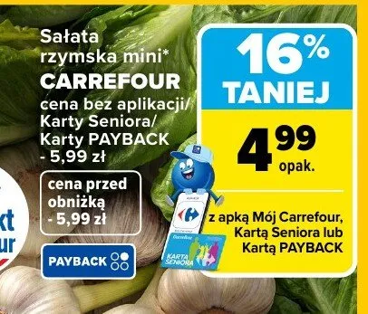 Sałata rzymska mini promocja w Carrefour
