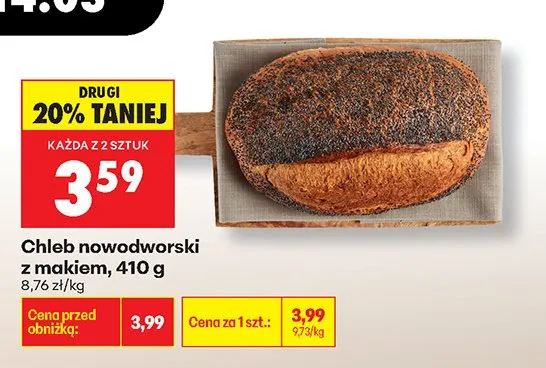 Chleb nowodworski z makiem promocja w Biedronka