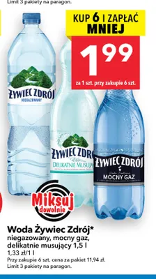 Woda gazowana Żywiec Zdrój mocny gaz promocja w LEWIATAN