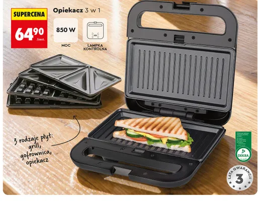 Opiekacz 3w1 Hoffen promocja w Biedronka