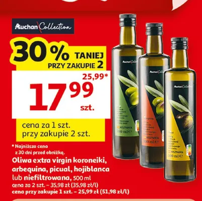 Oliwa extra virgin koroneiki Auchan Collection promocja w Auchan
