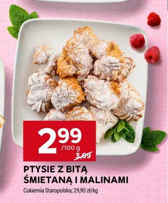 Ptysie z Bitą Śmietaną i Malinami Cukiernia Staropolska promocja w Stokrotka