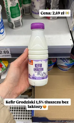 Kefir grodziski 1,5% tłuszczu bez laktozy promocja w Dino