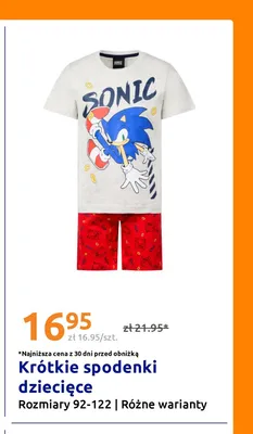 Krótkie spodenki dziecięce Sonic promocja w Action
