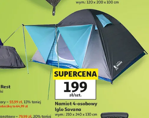 Namiot 4-osobowy Iglo Savana promocja w Auchan