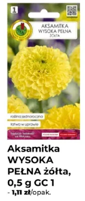 Aksamitka wysoka pełna żółta, 0,5g promocja w PSB Mrówka