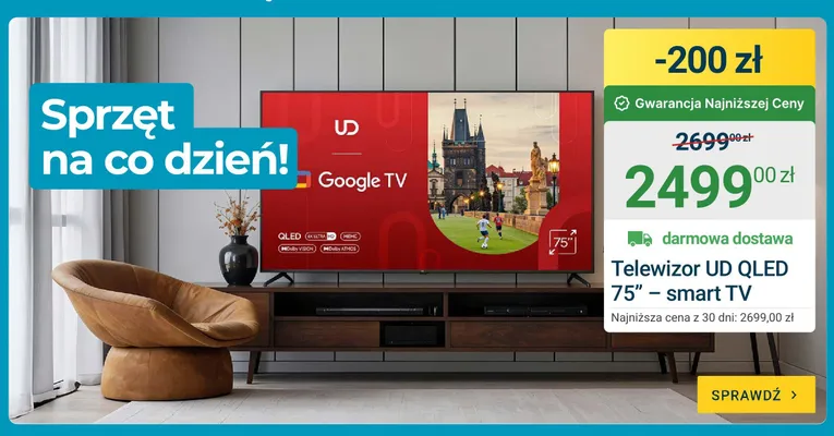 Telewizor UD QLED 75" smart TV promocja w ERLI