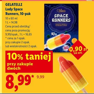 Lody Space Runners Gelatelli 10-pak promocja w Lidl