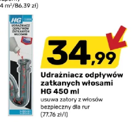 Udrażniacz odpływów zatkanych włosami HG promocja w Bricomarche