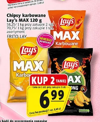 Chipsy karbowane Lay's MAX Paprika promocja w Prim Market