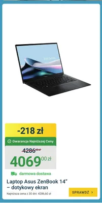 Laptop Asus ZenBook 14" dotykowy ekran promocja w ERLI