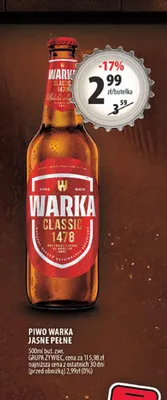 Piwo Warka Jasne Pełne promocja w Arhelan