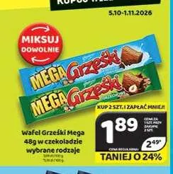 Wafel Grześki Mega kakaowy w czekoladzie promocja w Delfin