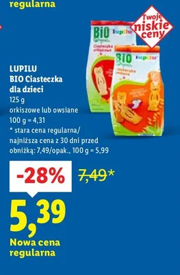 Ciasteczka dla dzieci BIO Lupilu promocja w Lidl